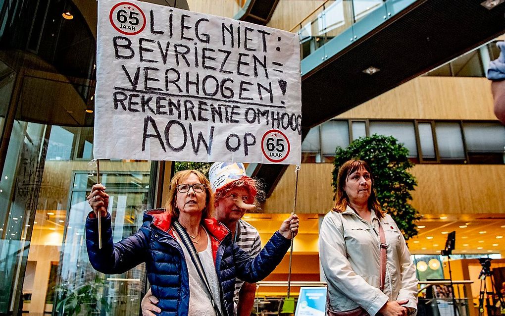 Demonstratie in het Centraal Vakbondshuis van de FNV, vorige week. beeld ANP