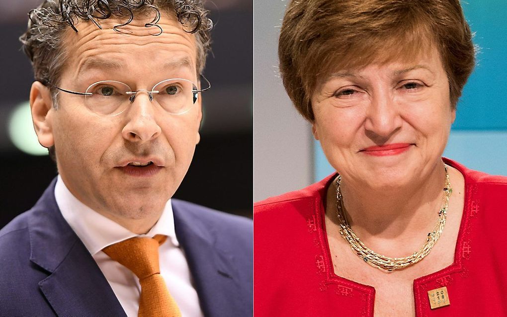 De strijd tussen de Bulgaarse Wereldbankbestuurder Kristalina Georgieva en oud-minister van Financiën Jeroen Dijsselbloem is nog onbeslist. beeld AFP