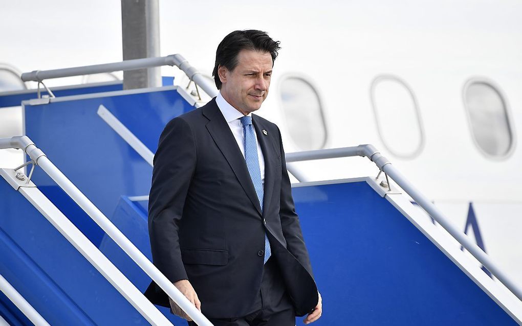 De demissionaire Italiaanse premier Giuseppe Conte. beeld EPA