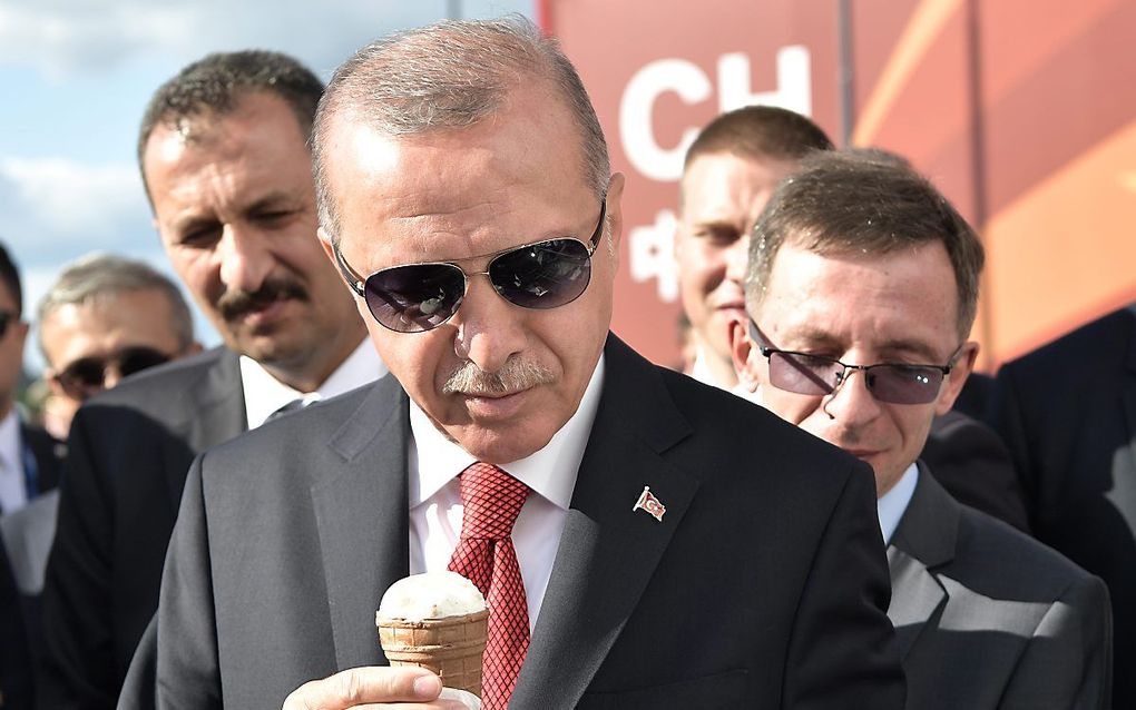 Erdogan tijdens de luchtshow. beeld EPA