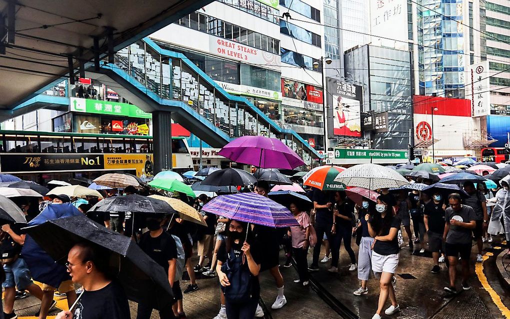 Demonstranten in Hongkong. beeld EPA