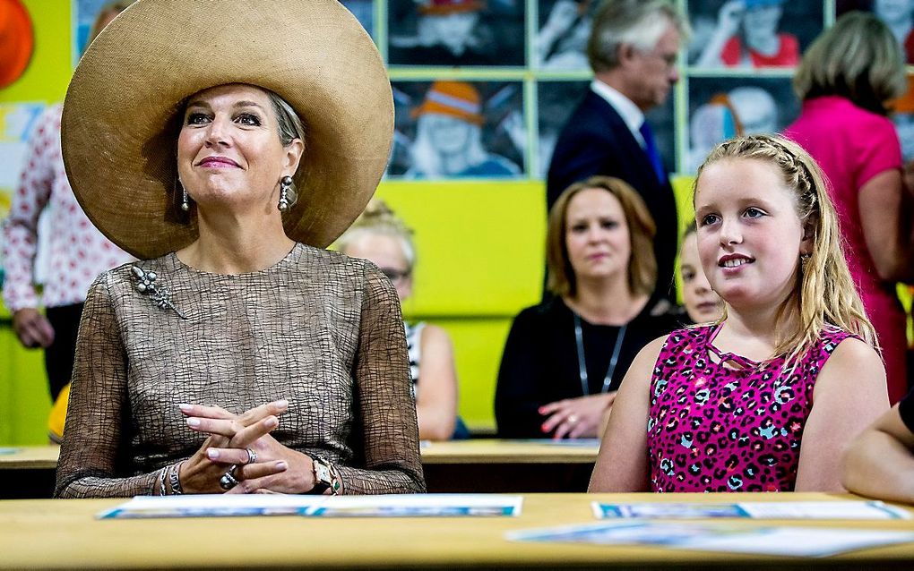 Koningin Maxima tijdens de lancering van de Nationale AI-cursus Junior. Deze cursus moet kinderen de beginselen van kunstmatige of artificiële intelligentie (AI) bijbrengen. beeld ANP