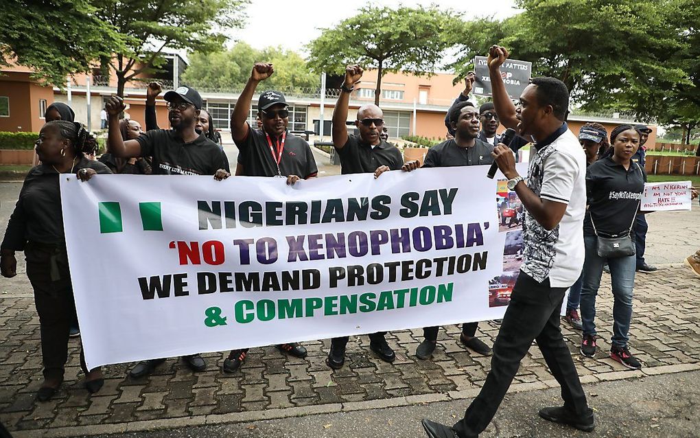 Protesten tegen xenofobie in Nigeria. beeld AFP