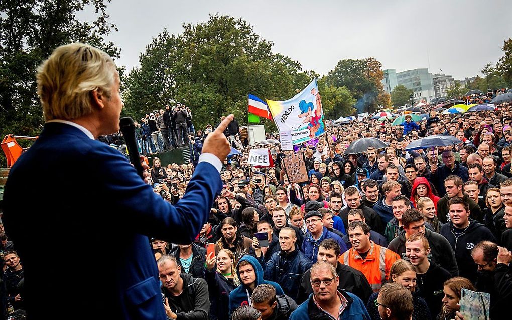 Geert Wilders (PVV) tijdens het boerenprotest in Den Haag. beeld ANP