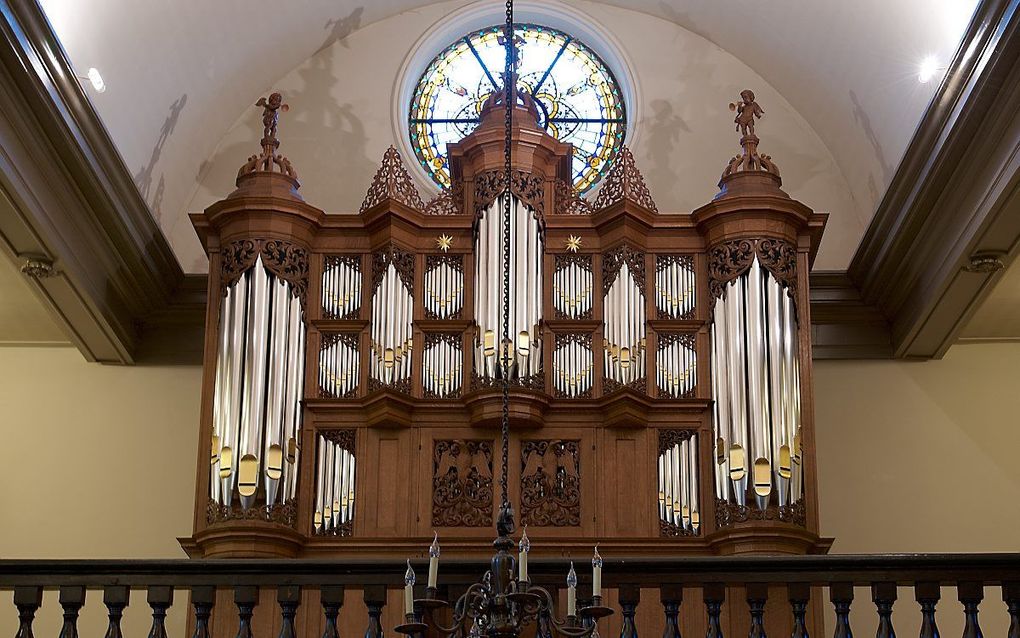 Het door Edskes gereconstrueerde Schnitgerorgel in de lutherse kerk in Groningen, een van de locaties waar het SGO-concours wordt gehouden. beeld Jan Willem van Willigen