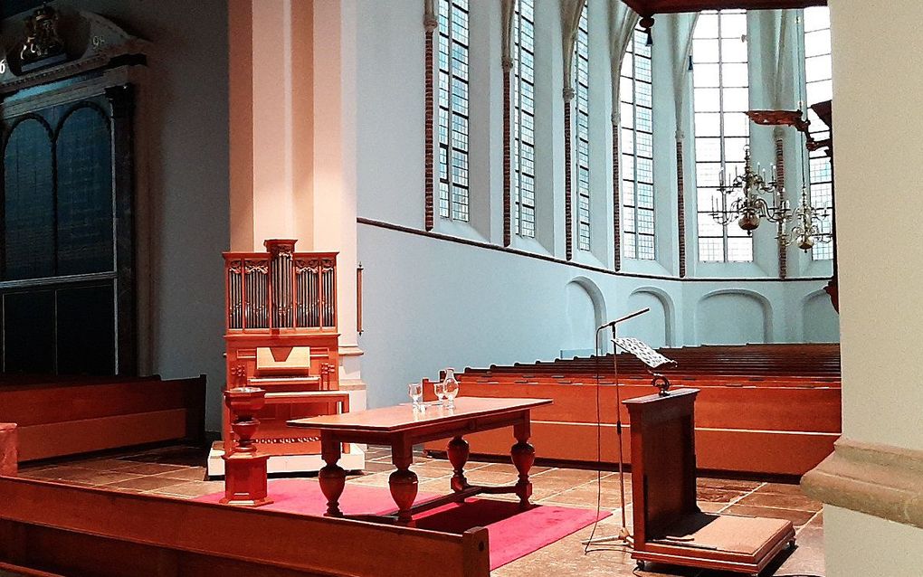 Het koororgel in de Grote Kerk van Leerdam. beeld Arie Woudenberg