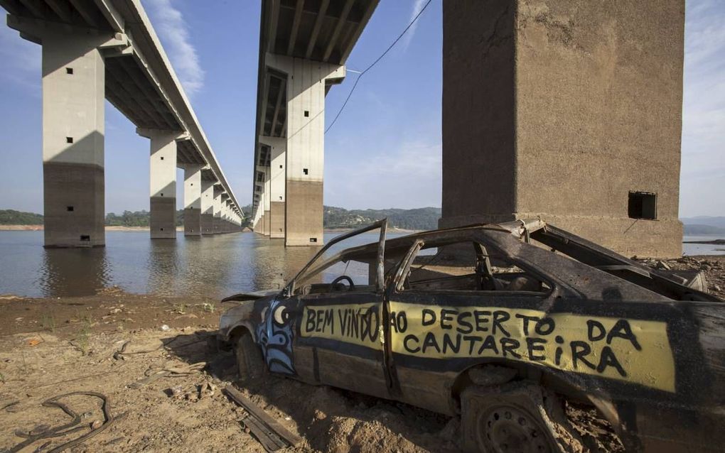 Welkom in de woestijn, staat op een auto in Brazilië. beeld EPA, Sebastiao Moreira