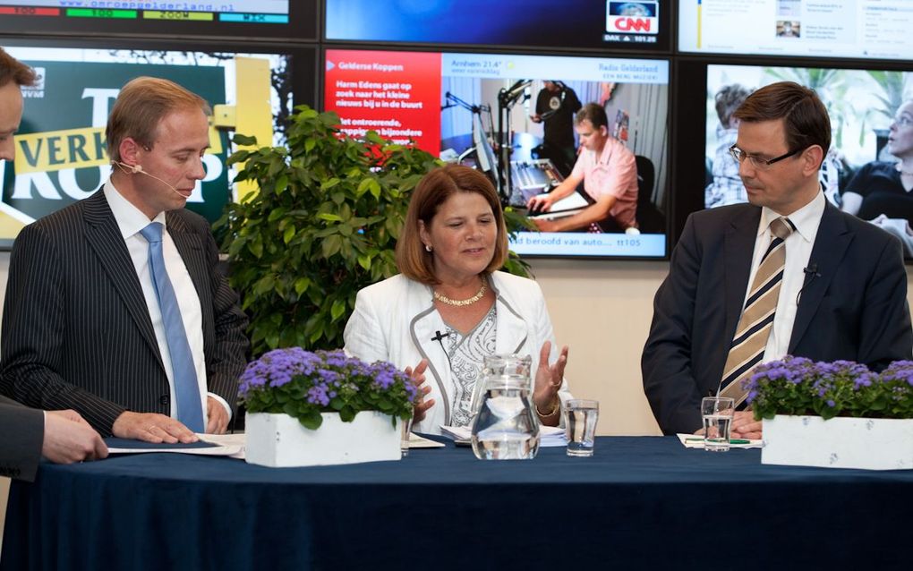 Van der Staaij, Van Bijsterveld en Rouvoet in debat. Foto André Dorst