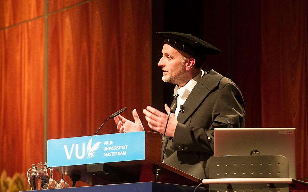 Prof. dr. H. van den Belt bij de officiële aanvaarding van zijn functie als hoogleraar systematische theologie aan de Vrije Universiteit (VU) Amsterdam, in juni 2019. beeld RD, Anton Dommerholt