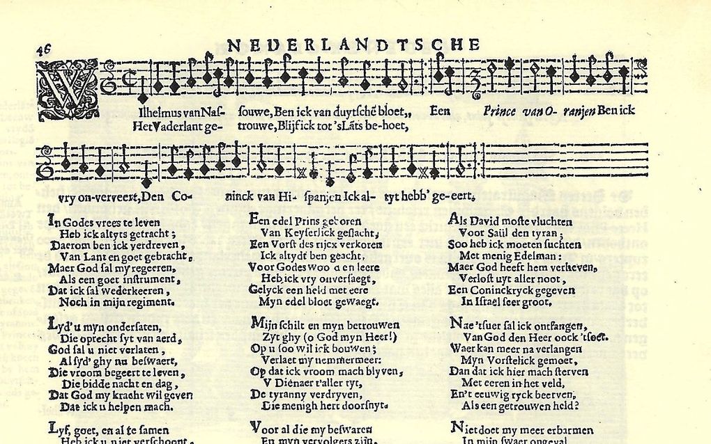 Het Wilhelmus zoals het voorkomt in de ”Nederlandtsche Gedenck-Clanck” (1626) van Valerius. beeld KB Den Haag