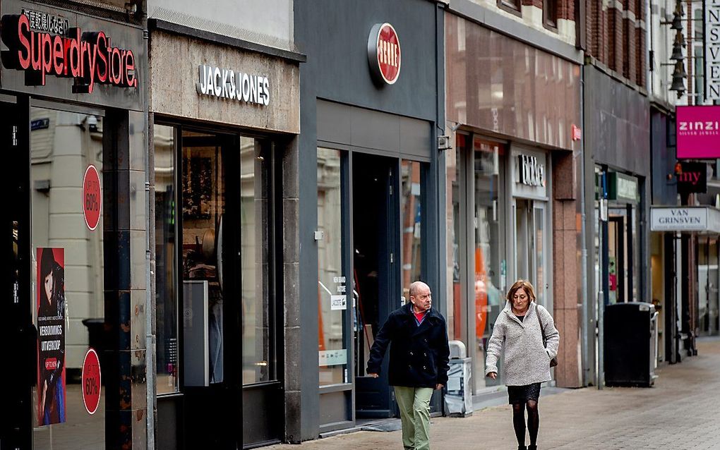 Lege winkelstraat in Tilburg. beeld ANP, Sem van der Wal