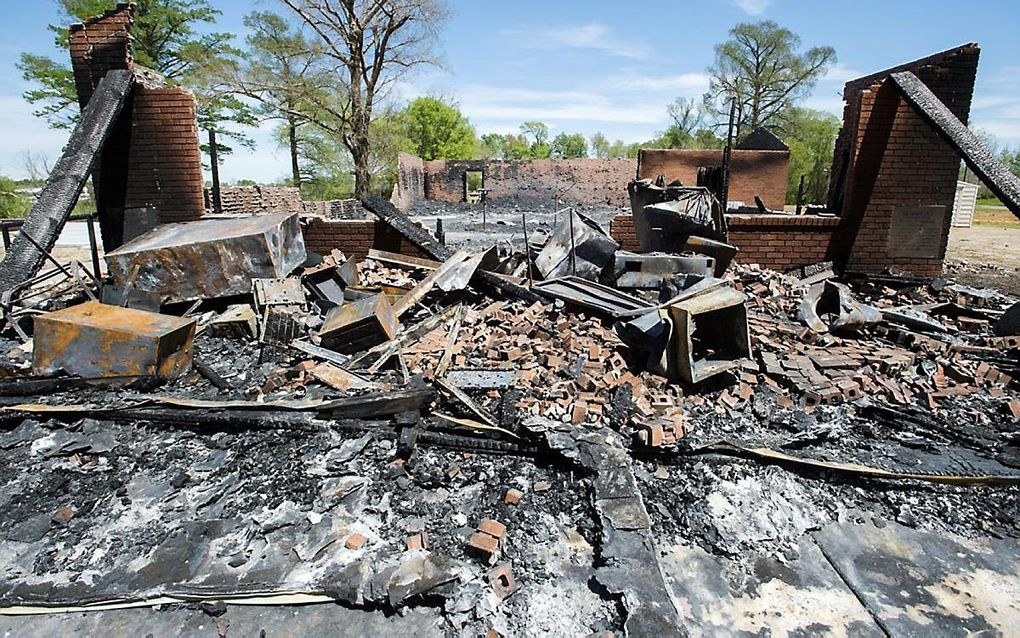 De St. Mary Baptist Church (Port Barre) na de aanslag. beeld Leslie Westbrook