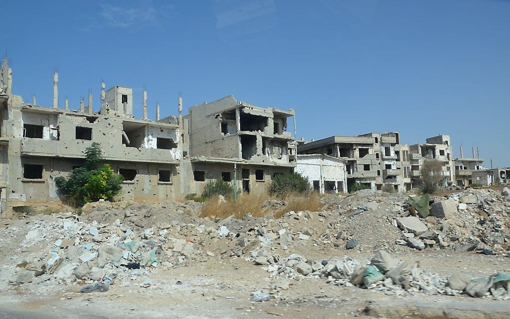 Verwoesting in de Syrische stad Homs. beeld Arie van der Poel