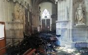 Schade na de brand in de kerk in Nantes. beeld AFP