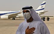 Historische vlucht van El Al van Israël naar de VAE, eind augustus. beeld AFP, KARIM SAHIB