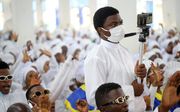 Christenen in de Nigeriaanse hoofdstad Lagos. beeld EPA, Akindtunde Akinleye