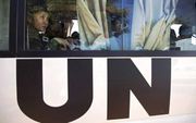 Op de basis van VN-missie Unmiss in de Zuid-Sudanese hoofdstad Juba arriveerden deze week 60 Japanse blauwhelmen. Ze vormden de eerste groep van in totaal 350 Japanse troepen en vervangen een eerdere eenheid. beeld AFP, Albert Gonzales Farran