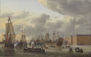 ”Gezicht op het IJ met ’s Lands Zeemagazijn te Amsterdam”, uit 1664 van Reinier Nooms. beeld Scheepvaartmuseum