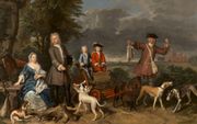 De rijke Haagse familie Quarles, geschilderd door Gerard Hoet rond 1725. Vader Pieter Quarles, zijn vrouw Cornelia Splinter van Loenersloot, hun zoons Willem en Lodewijk en een bediende zijn afgebeeld in een gefantaseerd landschap met diverse jachtattribu