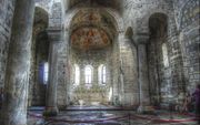 De Hagia Sofiakerk in Trabzon -bouwjaar 1250- werd in 2013 omgebouwd tot moskee. Het interieur raakte daarbij beschadigd. beeld Wikimedia, Natalie Sayi