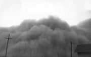 Stofstorm tijdens de ”Dust Bowl” in de Verenigde Staten.        beeld iStock