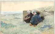 Twee vrouwen en kind, wachtend in de duinen (1893). beeld WBooks