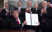 Trump erkende maandag officieel de Golanhoogten. beeld AFP, Saul Loeb