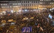 Protest op het Wenceslausplein in Praag. beeld EPA