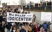 Demonstrerende leraren in Rotterdam. beeld ANP
