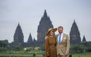 Het koningspaar tijdens het bezoek aan Prambanan. beeld ANP
