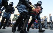 Arrestaties tijdens een betoging tegen de Russische autoriteiten, 27 juli. beeld AFP, Kirill Kudrayavtsev