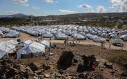 Vluchtelingenkamp Kara Tepe op Lesbos. beeld AFP, Manolis LAGOUTARIS.