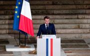 De Franse president Emmanuel Macron tijdens de herdenking van Samuel Paty, woensdag. beeld AFP, François Mori
