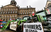 Boeren voeren vrijdag actie op de Dam in Amsterdam. beeld ANP, Remko de Waal