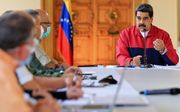 De Venezolaanse president Nicolás Maduro tijdens een televisietoespraak over Covid-19. beeld AFP