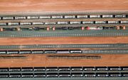 Luchtfoto van treinen bij de kolenmijn van Wright, Wyoming, in de Verenigde Staten. beeld EPA