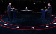 Het eerste Amerikaanse verkiezingsdebat, dinsdagavond (lokale tijd) in Cleveland (Ohio). beeld AFP, Olivier Douliery