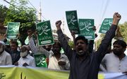 Protest in Karachi tegen de vrijlating van Asia Bibi. beeld AFP