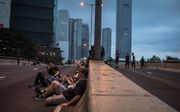 Demonstranten in Hongkong, maandagmorgen. beeld EPA
