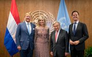 De koning en koningin, secretaris generaal van de VN Antonio Guterres en premier Rutte. beeld EPA