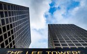 De Lee Towers nabij het Marconiplein in Rotterdam. De voormalige kantoortorens werden in 2019 omgevormd naar appartementen. beeld ANP, Robin Utrecht