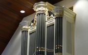 Het orgel dat Edskes in de kerk van de gereformeerde gemeente van Moerkapelle realiseerde. beeld René Qualm
