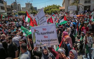 Protest in Gaza-stad. beeld EPA