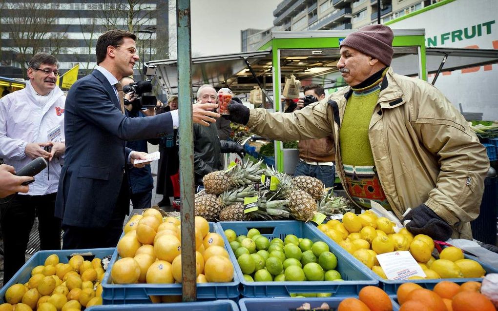 Rutte op campagne. Foto ANP