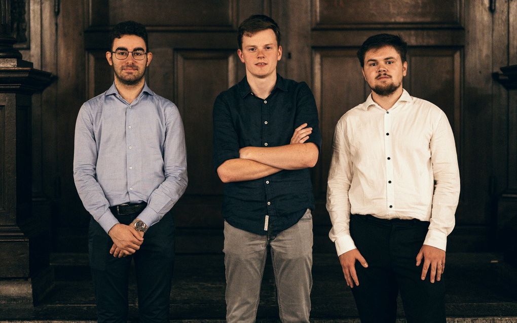 De finalisten van de International Martini Organ Competition Groningen. Van links naar rechts: Francesco Botti, Wibren Jonkers en Samuel Giddy. Beeld Dasha Vinogradova.