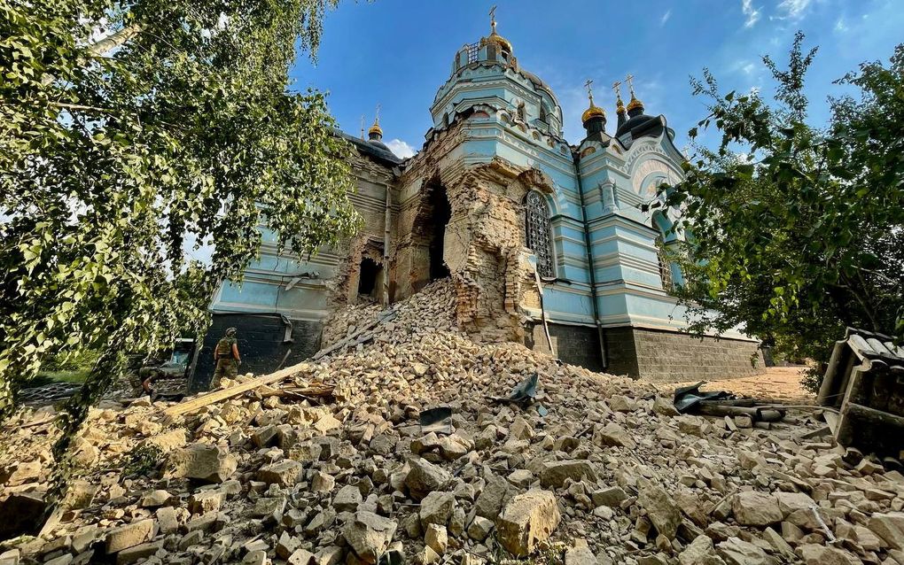 De verwoeste Oekraïens-orthodoxe kerk (UOC) in Prokovsky. beeld Telegram, Pokrovsky Vicariaat