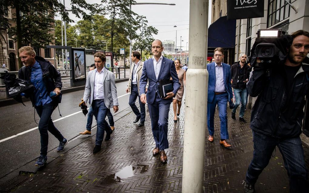 Gert-Jan Segers (ChristenUnie) bij aankomst bij het Johan de Witthuis voor de formatiegesprekken met informateur Gerrit Zalm. beeld ANP