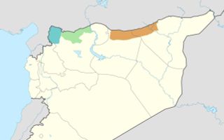 Bezette gebieden in Noord-Syrië. beeld Wikipedia