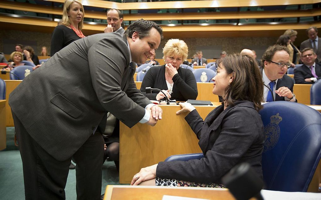 De Jager en Sap na het debat van donderdagavond. Foto ANP