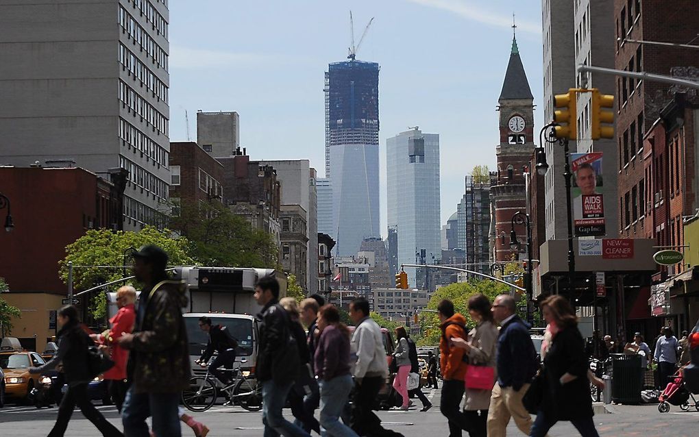 Het nieuwe World Trade Center is sinds maandag de hoogste wolkenkrabber in New York. Foto EPA